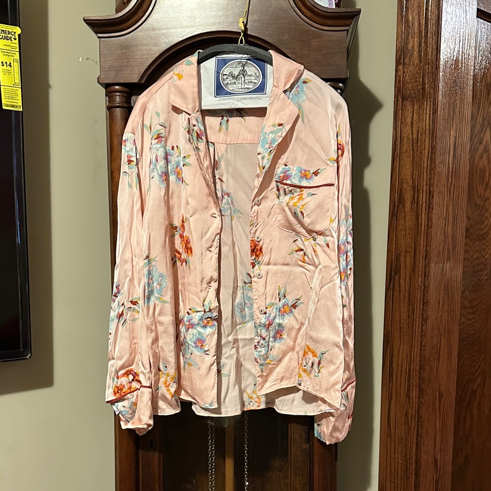 Anthropologie Floral Peach Blazer